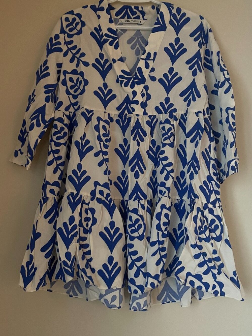 Zara Blue Print Babydoll Dress